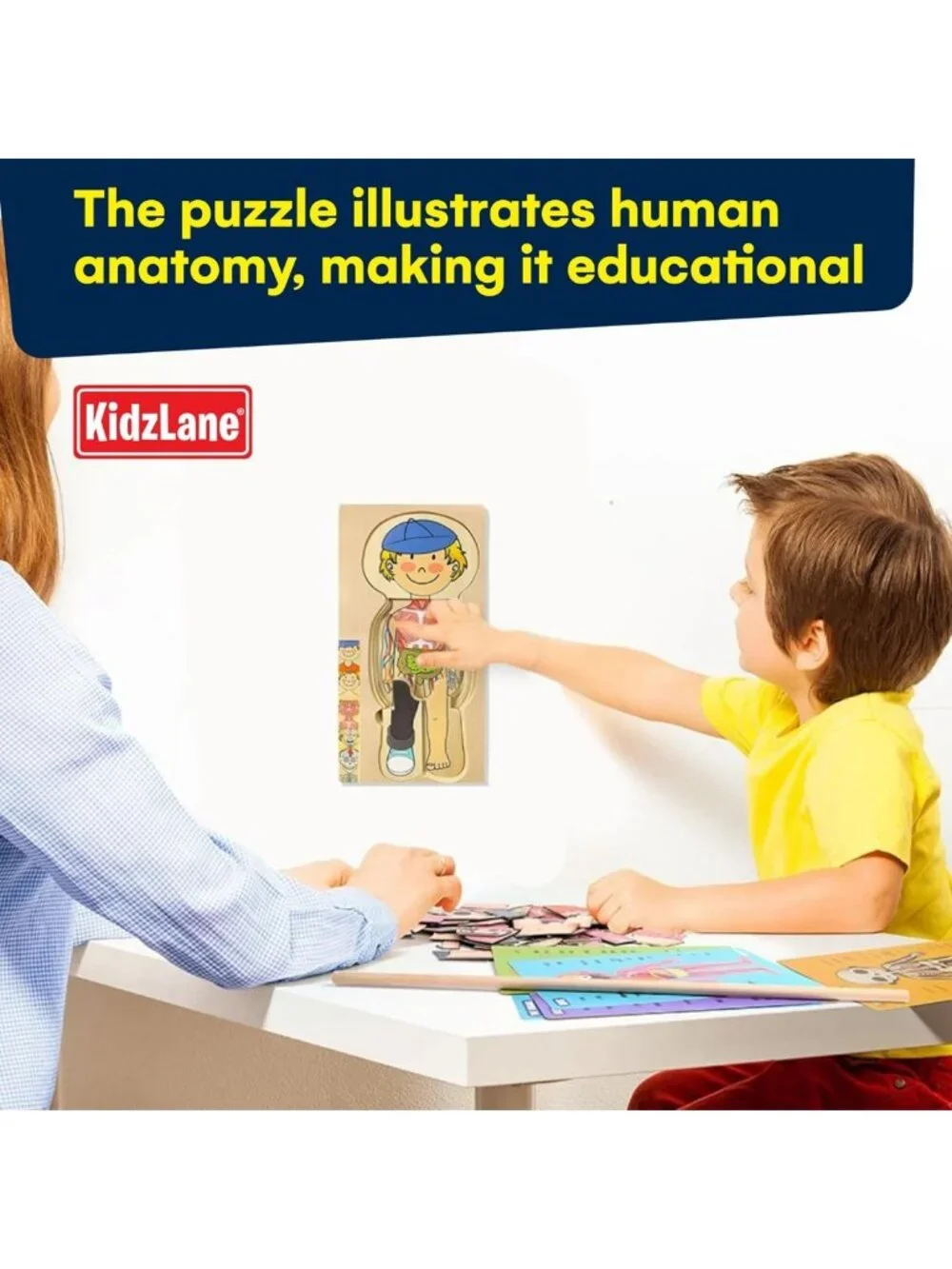 29-Piece Wooden Anatomy Puzzle for Toddlers - Educational Skeleton Toy for Kids